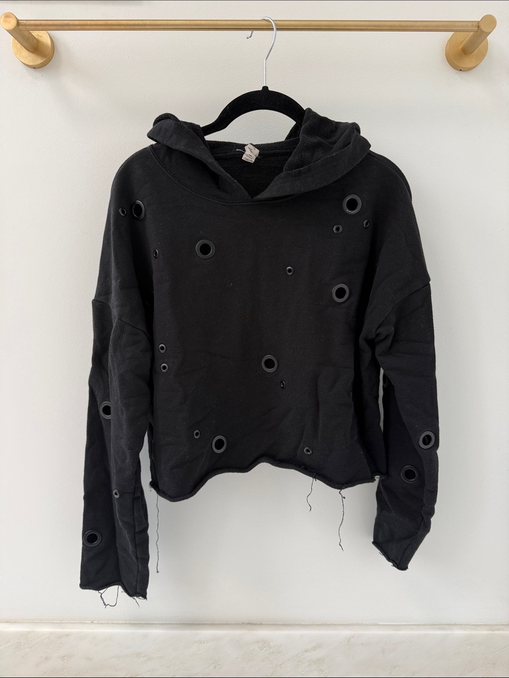 Alo Yoga Black Distressed Grommet Hoodie - Women